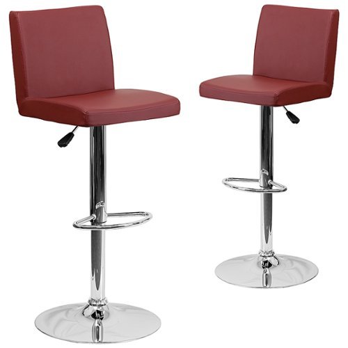 

Flash Furniture - Contemporary Vinyl Adjustable Height Barstool with Panel Back (set of 2) - Burgundy