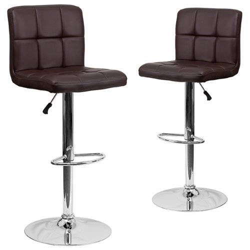 Alamont Home - Contemporary Quilted Vinyl Adjustable Height Barstool (set of 2) - Brown