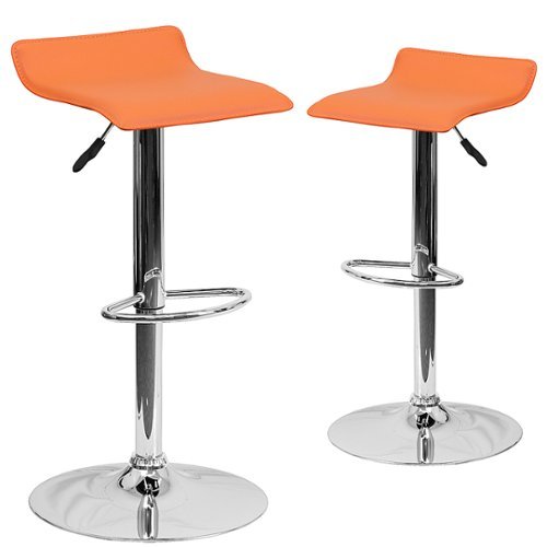 

Flash Furniture - Contemporary Vinyl Adjustable Height Barstool with Wave Seat (set of 2) - Orange