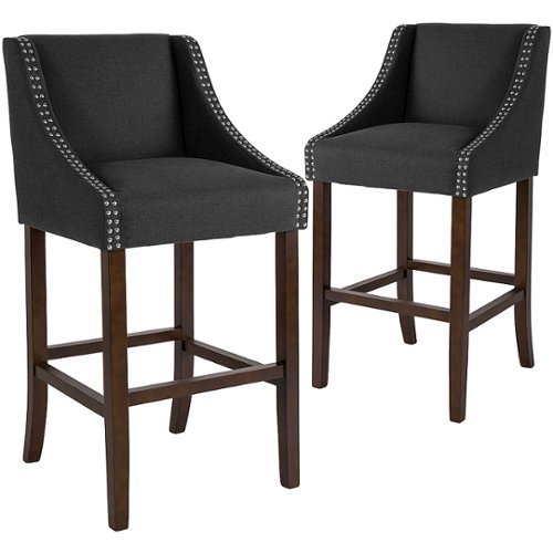 

Flash Furniture - Carmel Series Transitional Walnut Barstool (set of 2) - Charcoal Fabric