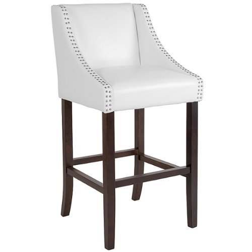 

Flash Furniture - Carmel Series Transitional Walnut Barstool - White LeatherSoft
