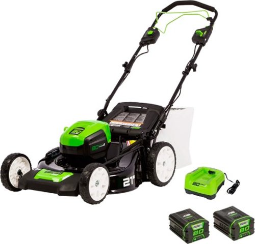 Greenworks - 80 Volt 21-Inch Self-Propelled Lawn Mower (1 x 2.0Ah and 1 x 4.0Ah battery and 1 x Charger) - Green
