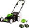 Greenworks - 80 Volt 21-Inch Self-Propelled Lawn Mower (1 x 2.0Ah and 1 x 4.0Ah battery and 1 x Charger) - Green-Front_Standard