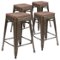 Alamont Home - Metal Frame Bar Stool with Wood Seat (set of 4) - Gun Metal-Front_Standard