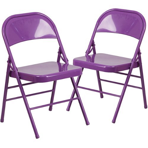 

Flash Furniture - Hercules Colorburst Series Double Hinged Metal Folding Chair (set of 2) - Impulsive Purple