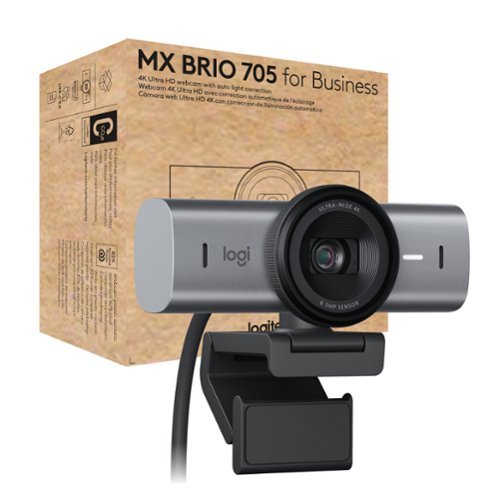 Logitech - MX Brio 705 4K Webcam with AI-powered Image Enhancement - Graphite-Front_Standard 