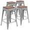Alamont Home - Metal Frame Bar Stool with Wood Seat (set of 4) - Silver-Front_Standard
