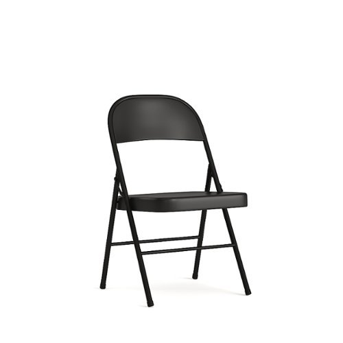 Alamont Home - Hercules Series Double Braced Metal Folding Chair - Black-Front_Standard 