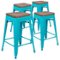 Alamont Home - Metal Frame Bar Stool with Wood Seat (set of 4) - Teal-Front_Standard