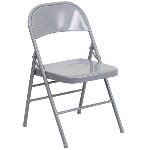 Alamont Home - Hercules Metal Upholstered Folding Chair - Gray-Front_Standard 