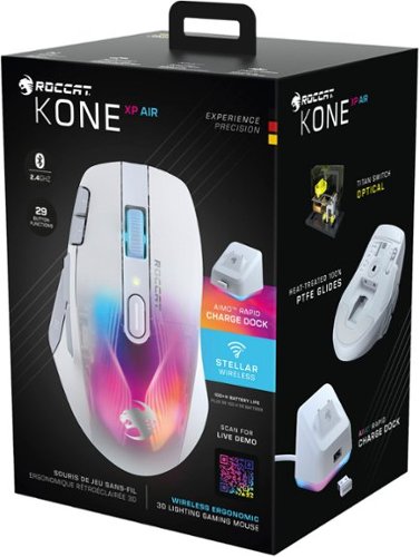 ROCCAT Kone XP Air Wireless Optical Gaming Mouse with Charging Dock and AIMO RGB Lighting - Wireless - White SHOP ONLINE