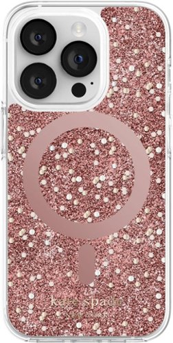 kate spade new york - Protective Hardshell Magsafe Case for iPhone 14 Pro - Chunky Glitter Rose Gold