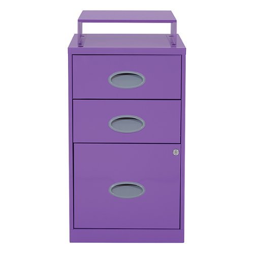 OSP Home Furnishings - 3 Drawer Locking Metal File Cabinet with Top Shelf - Purple