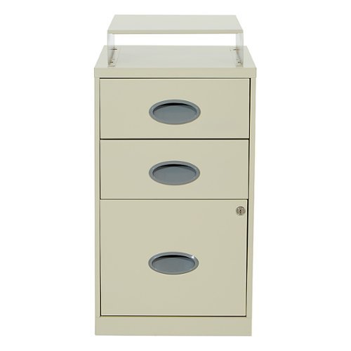 OSP Home Furnishings - 3 Drawer Locking Metal File Cabinet with Top Shelf - Tan
