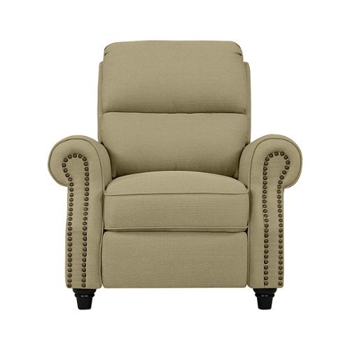 

ProLounger - Chevon Linen Bustle-Back Pushback Recliner Chair with Nailheads - Barley Tan