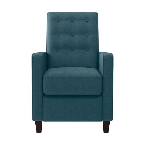 

ProLounger - Gruber Textured Linen Square-Arm Button-Tufted Pushback Recliner - Medium Blue