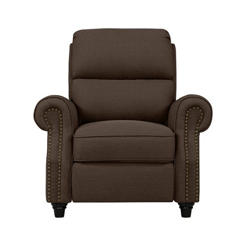 

ProLounger - Chevon Linen Bustle-Back Pushback Recliner Chair with Nailheads - Brown