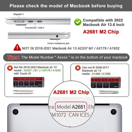Techprotectus MacBook case for 2022-2025 MacBook Air 13.6 with Apple M2/M3/M4 Chip - Crystal Clear BUY ONLINE
