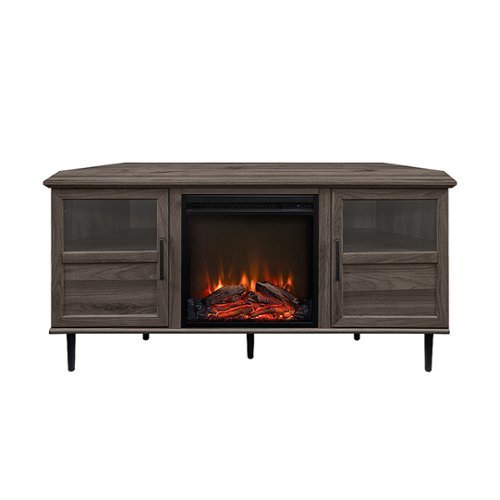 Walker Edison - Contemporary Corner Fireplace TV Stand for TVs up to 65” - Slate Grey/Black