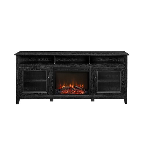 Walker Edison - Modern Farmhouse Fireplace TV Stand for TVs up to 80” - Black