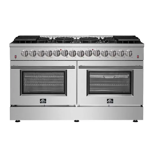 Front. Forno Appliances - Galiano Alta Qualita 8.64 cu. ft. Freestanding Double Oven Dual Fuel Range with Convection Oven - Stainless Steel.