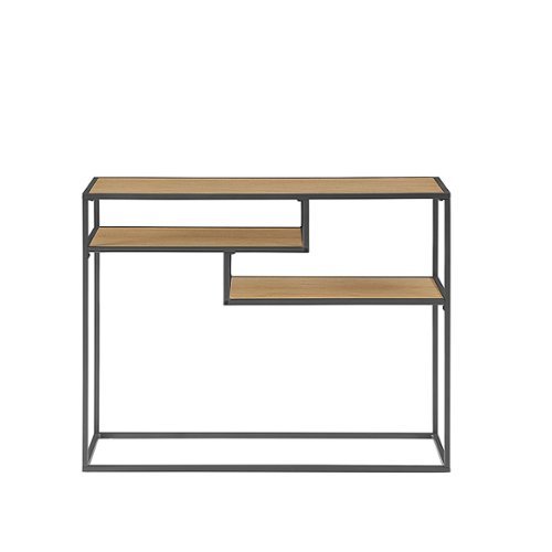 

Walker Edison - Modern Minimal Entryway Table with Floating Shelves - Coastal Oak/Black