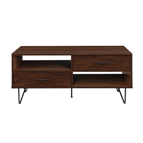 

Walker Edison - Contemporary Minimalist 2-Drawer Coffee Table - Dark Walnut/Black