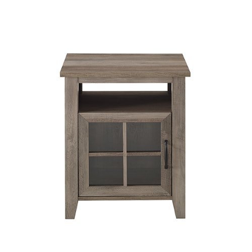 

Walker Edison - Classic Glass-Door Side Table with Cubby - Grey Wash