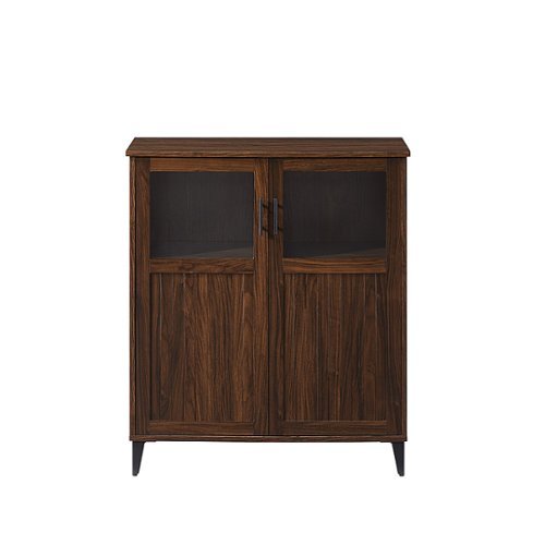 

Walker Edison - Classic Grooved Glass-Door Accent Cabinet - Dark Walnut