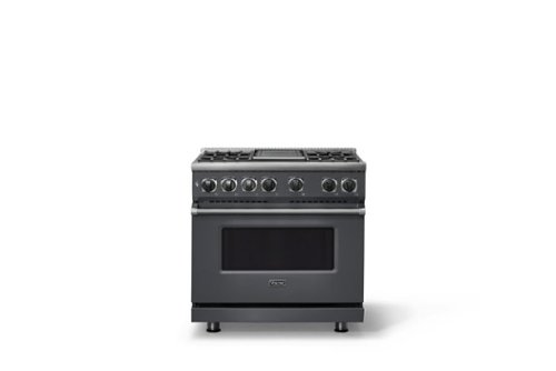 Viking - 36 in. Wide 4 Burner Freestanding 7 Series Dual Fuel Self-Clean Range - Cast Black-Front_Standard 