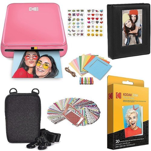 Kodak - Step Instant Photo Printer with 2" x 3" Zink Photo Paper, Deluxe Case, Album & More! - Pink