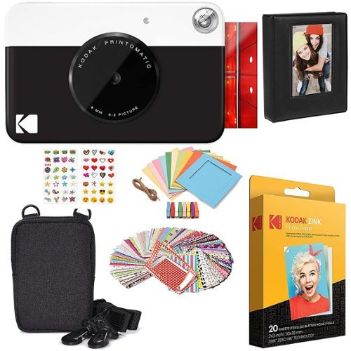 Kodak - Printomatic 2x3 Instant Camera Zink Technology Gift Kit - Black