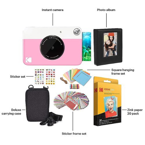 Kodak - Printomatic AMZBBRODOK1PK Instant Camera with Photo Album - Pink