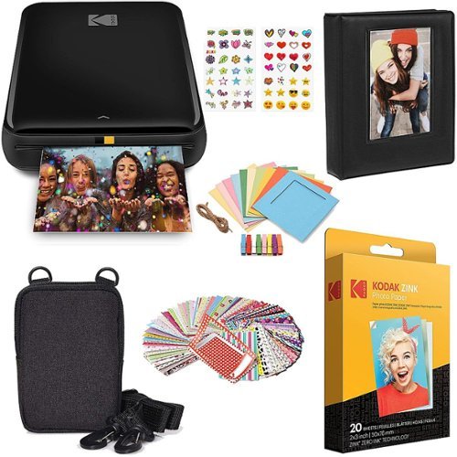 Kodak - Step 2x3 Instant Photo Printer Zink Technology, Bluetooth/NFC for iOS and Android Gift Kit - Black