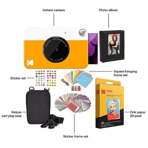 Kodak - Printomatic AMZBBRODOK1Y Instant Camera with Photo Album - Yellow