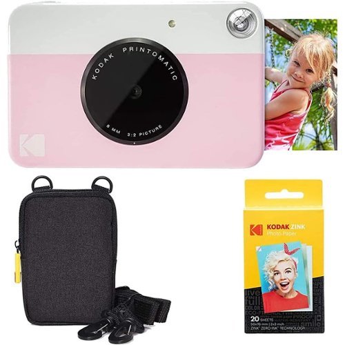 Kodak - Printomatic Portable Instant Camera Kit with 2" x 3" Zink Photo Paper & Deluxe Case - Pink