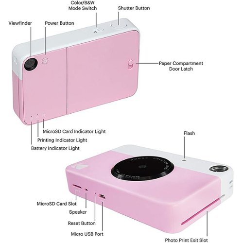 Kodak Printomatic Portable Instant Camera Kit with 2 x 3 Zink Photo Paper & Deluxe Case - Pink GLOBAL SHIPPING
