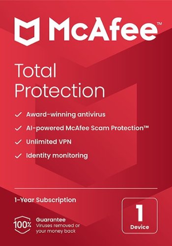 McAfee - Total Protection (1 Device) Antivirus Internet Security Software + VPN + ID Monitoring (1 Year Subscription) - Android, Apple iOS, Mac OS, Windows, Chrome