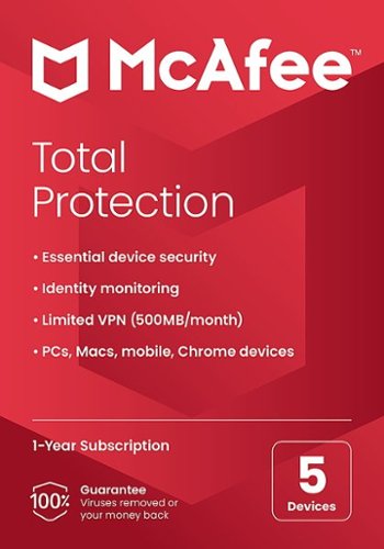 McAfee - Total Protection (5 Device) Antivirus & Internet Security Software (1-Year Subscription) - Android, Apple iOS, Chrome, Mac OS, Windows