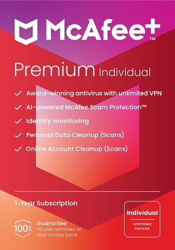 McAfee - McAfee+ Premium (Unlimited Devices) Individual Antivirus and Internet Security Software (1-Year Subscription) - Android, Apple iOS, Chrome, Mac OS, Windows