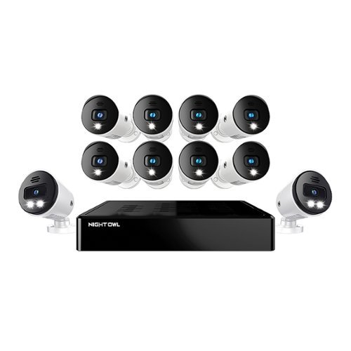 

Night Owl - 16 Channel Digital Video Recorder with 12 Wired 4K HD Spotlight Cameras and 2TB Pre-Installed Hard Drive - Black and White