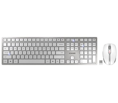 CHERRY DW 9100 Slim Fullsize Wireless Keyboard and Mouse Bundle - White/silver WORLDWIDE DELIVERY