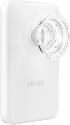 PopSockets - x Anker MagGo 5000 mAh Portable Magnetic Battery Charger with Grip for MagSafe Compatible Devices - White and Clear
