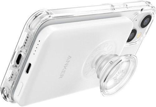 PopSockets x Anker MagGo 5000 mAh Portable Magnetic Battery Charger with Grip for MagSafe Compatible Devices - White and Clear SHOP ONLINE