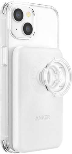 PopSockets x Anker MagGo 5000 mAh Portable Magnetic Battery Charger with Grip for MagSafe Compatible Devices - White and Clear GLOBAL SHIPPING