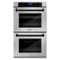 ZLINE - 30" Autograph Edition Double Wall Oven with Self Clean and True Convection in Stainless Steel and Matte Black - Stainless Steel/Matte Black-Front_Standard