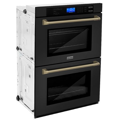 

ZLINE - 30" Autograph Edition Double Wall Oven with Self Clean and True Convection in Black Stainless Steel and Champagne Bronze - Black Stainless Steel