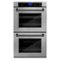 ZLINE - 30" Autograph Edition Double Wall Oven with Self Clean and True Convection in Matte Black - Stainless Steel-Front_Standard