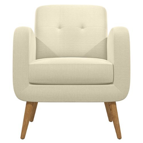Handy Living - Kenneth Mid-Century Modern Linen Armchair with Natural Finish Legs - Oatmeal Tan