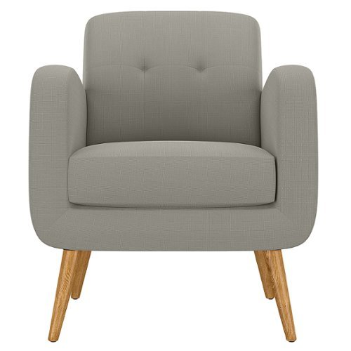 Handy Living - Kenneth Mid-Century Modern Linen Armchair with Natural Finish Legs - Dove Gray